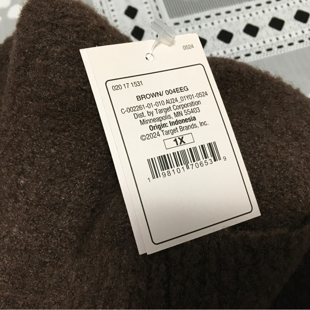 Auden Women's Size 1X Brown Sweater Knit Ribbed Cuffed-Leg Jogger Pajama Pants - Picture 6 of 7